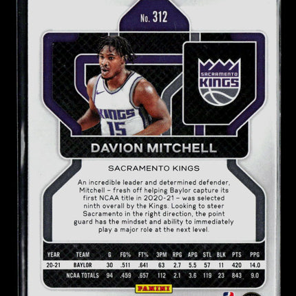 2021 Panini Prizm Basketball Davion Mitchell #312 RC