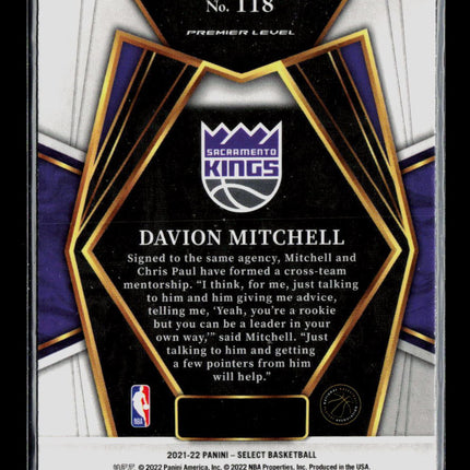 2022 Panini Select Davion Mitchell #118