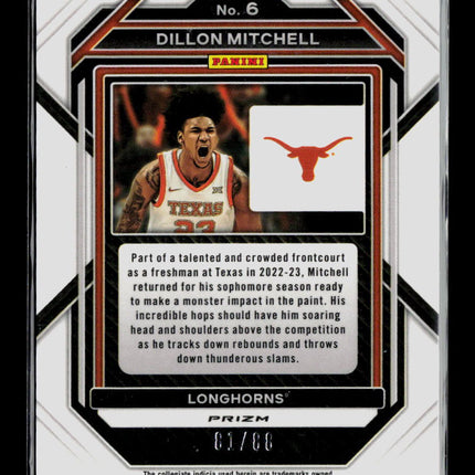 2023 Panini Prizm Draft Picks Dillon Mitchell #6 Red Scope /88