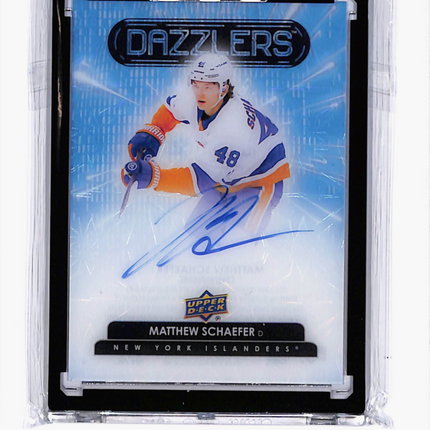 2026 Upper Deck Clear Cut Hockey Dazzlers Matthew Schaefer #DA-MS Blue Auto