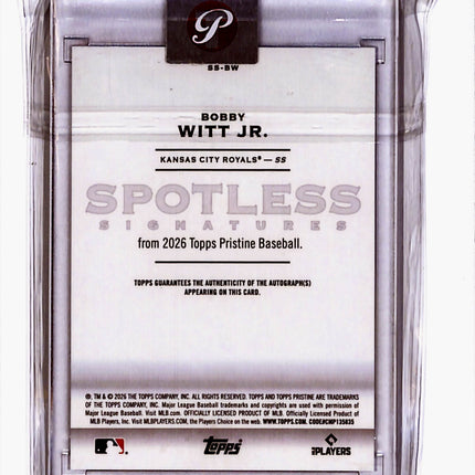 2026 Topps Pristine Spotless Signatures Bobby Witt Jr. #SS-BW 10/10 Auto