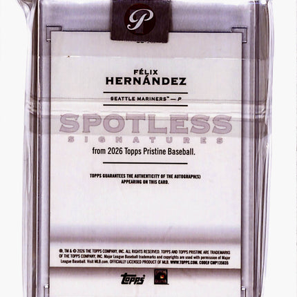 2026 Topps Pristine Baseball Spotless Signatures Félix Hernández 20/50 Auto