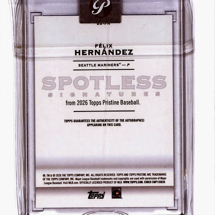 2026 Topps Pristine Spotless Signatures Félix Hernández #SS-FH 21/75 Auto