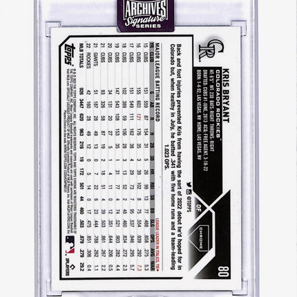 2023 Topps Archives Signature Series Kris Bryant #80 Chrome 1/1 Auto