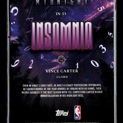 2025 Topps Midnight Insomnia Vince Carter #IN-15
