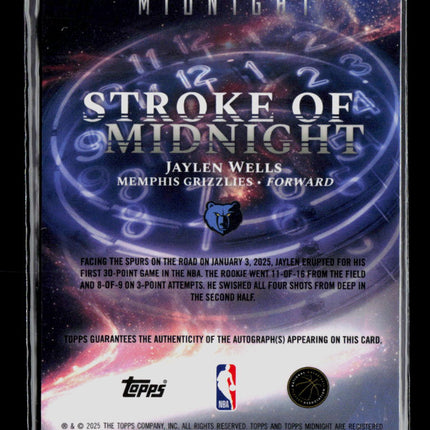 2025 Topps Midnight Jaylen Wells #SM-JWE Auto /199