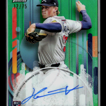 2025 Topps Finest Hurston Waldrep #FA-HW Green 12/75 RC Auto