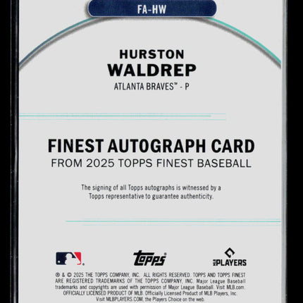2025 Topps Finest Hurston Waldrep #FA-HW Green 12/75 RC Auto