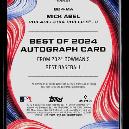 2024 Bowman's Best Mick Abel #B24-MA Refractor Auto