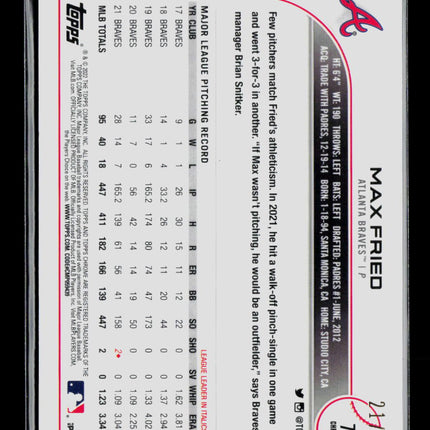 2022 Topps Chrome Sonic Max Fried #75 Gold Lava Refractor /50