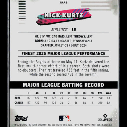 2026 Topps Finest Nick Kurtz #251 Gold Refractor 19/50