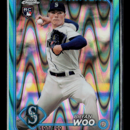 2024 Topps Chrome Bryan Woo #172 Aqua Raywave RC 190/199