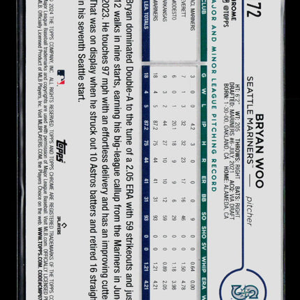 2024 Topps Chrome Bryan Woo #172 Aqua Raywave RC 190/199