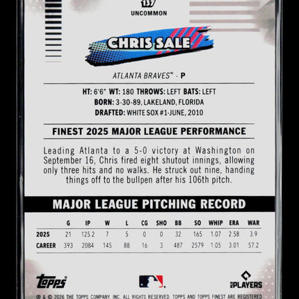 2026 Topps Finest Chris Sale #137 Orange Refractor 04/25