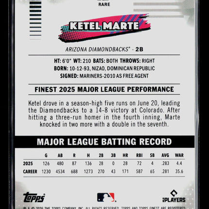 2026 Topps Finest Ketel Marte #202 35/50 Gold Xfractor