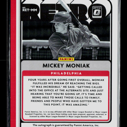 2021 Panini Donruss Optic Retro Series Signatures Mickey Moniak #RET-MM Auto
