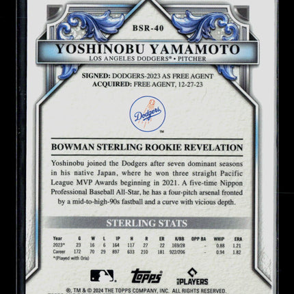 2024 Bowman Sterling Rookie Revelation Yoshinobu Yamamoto #BSR-40 RC