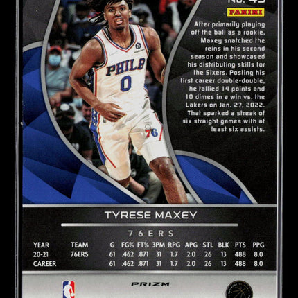 2022 Panini Spectra Tyrese Maxey #45 Red Blue