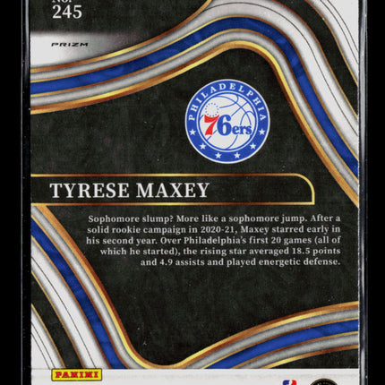 2022 Panini Select Basketball Tyrese Maxey #245 Silver