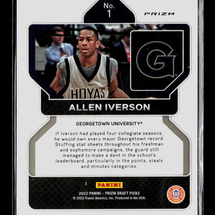 2022 Panini Prizm Draft Picks Allen Iverson #1 Blue Yellow Green