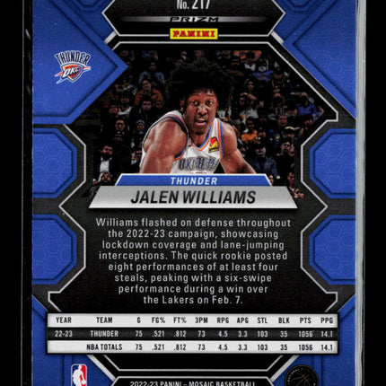 2023 Panini Mosaic Jalen Williams #217 Green RC