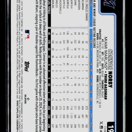 2025 Topps Chrome Connor Norby #199 Aqua Wave 091/199 RC