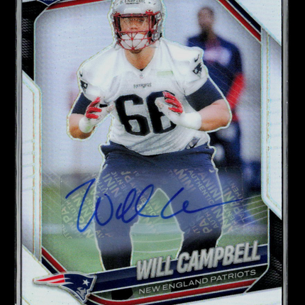 2025 Panini Prizm Will Campbell #312 RC Auto Silver