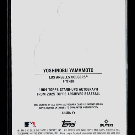 2025 Topps Archives Baseball Yoshinobu Yamamoto #64SUA-YY 1964 Stand-Ups Auto