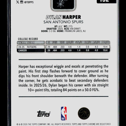 2026 Topps Chrome Dylan Harper #152 X-Fractor RC