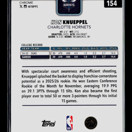 2026 Topps Chrome Kon Knueppel #154 X-Fractor RC