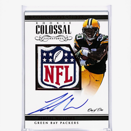 2018 National Treasures Colossal Jamaal Williams 1/1 NFL Shield Patch Auto