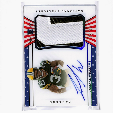 2018 Panini National Treasures Jamaal Williams #184 Patch Auto Stars Stripes /13