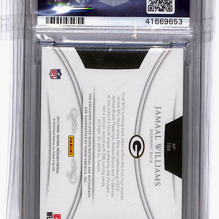 2017 National Treasures Jamaal Williams #184 Patch Auto Holo Silver /25 PSA 9
