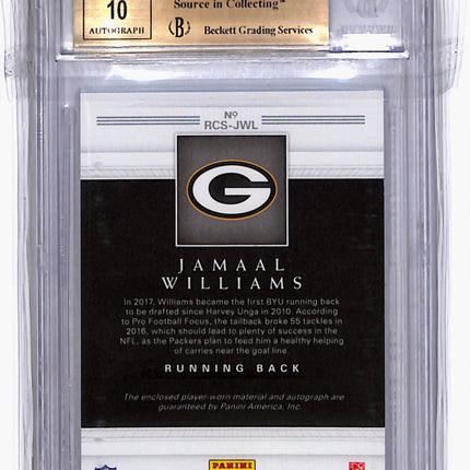 2017 National Treasures Colossal Logo patch Auto /2 Jamaal Williams #36 BGS 9.5