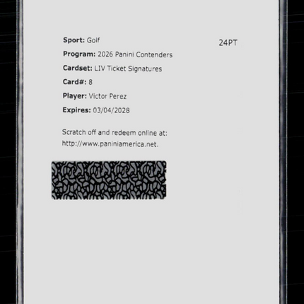 2026 Panini Contenders LIV Ticket Signatures Victor Perez #8