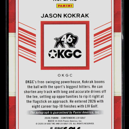 2026 Panini Contenders LIV Golf Jason Kokrak #LI-KO Auto