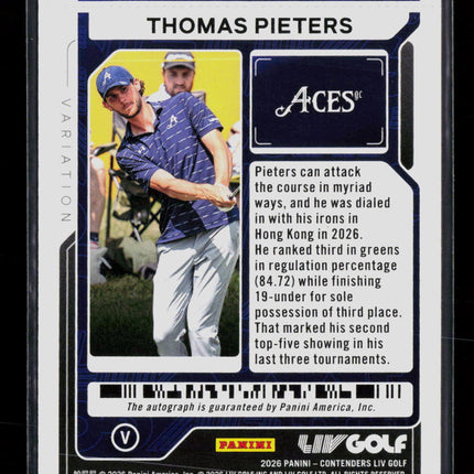 2026 Panini Contenders LIV Golf Thomas Pieters #4 Moving Day Ticket 12/36 Auto