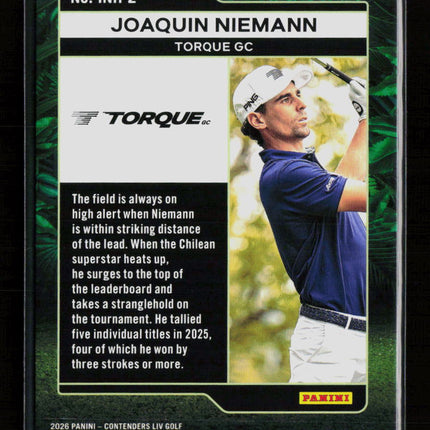 2026 Panini Contenders LIV Golf Joaquin Niemann #INH-2 In The Hunt 05/25
