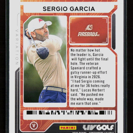 2026 Panini Contenders LIV Golf Sergio Garcia #13 Lock Zone Ticket 049/199