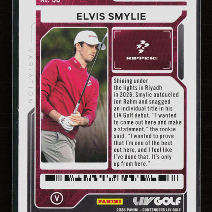 2026 Panini Contenders LIV Golf Elvis Smylie #38 Lock Zone Ticket RC 129/199