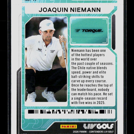 2026 Panini Contenders LIV Golf Joaquin Niemann #47 Lock Zone Ticket 120/199