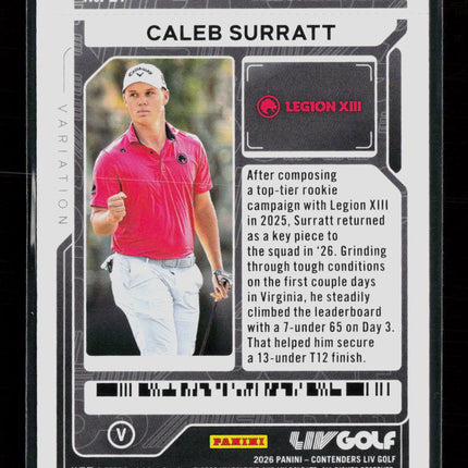 2026 Panini Contenders LIV Golf Caleb Surratt 27 Lock Zone Ticket Variation /199