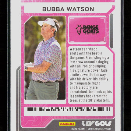 2026 Panini Contenders LIV Golf Bubba Watson #31 01/72
