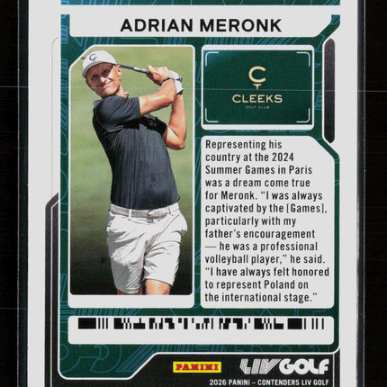 2026 Panini Contenders LIV Golf Adrian Meronk #7