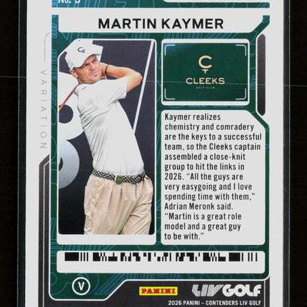 2026 Panini Contenders LIV Golf Martin Kaymer #5 Variation /25