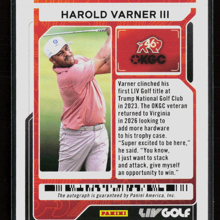 2026 Panini Contenders LIV Golf Harold Varner #42 Moving Day Ticket 28/36 Auto