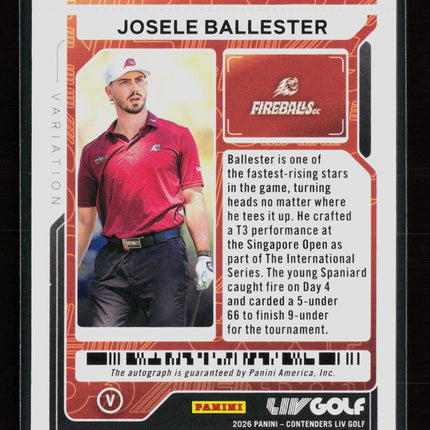 2026 Panini Contenders LIV Golf Josele Ballester #14 Playoff Ticket 02/12 Auto