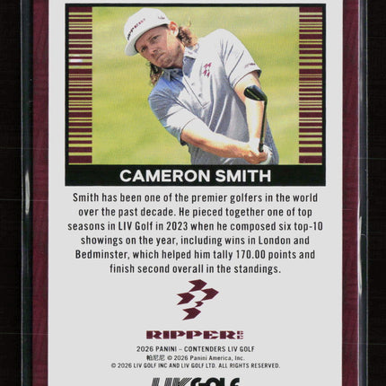 2026 Panini Contenders LIV Golf Cameron Smith #CC-6 Championship 10/99
