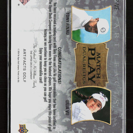 2026 Upper Deck Artifacts Golf Tony Finau Lilia Vu #MP-VF Dual Relics 21/49