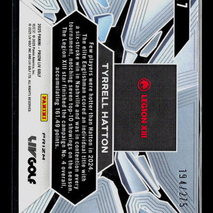 2025 Panini Prizm LIV Golf Tyrrell Hatton #7 Teal /275